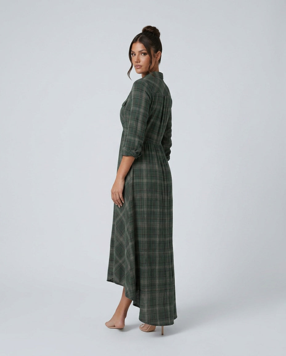 Marilena | Button-Front V-Neck Maxi Dress