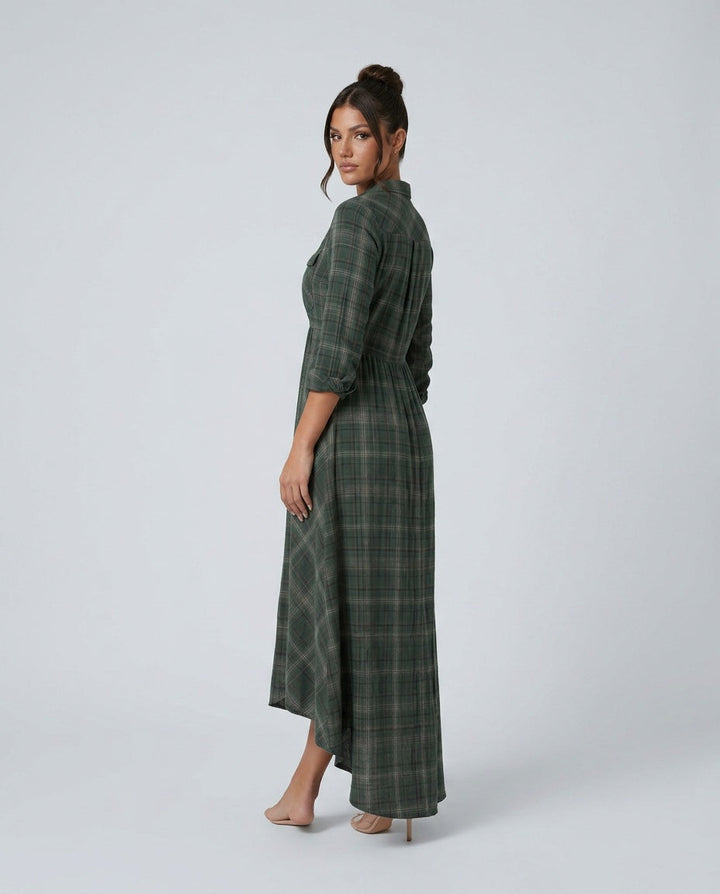 Marilena | Button-Front V-Neck Maxi Dress