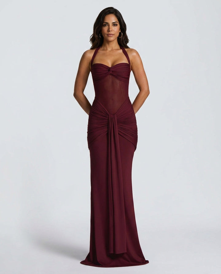 Cora | Halter Neck Backless Maxi Dress