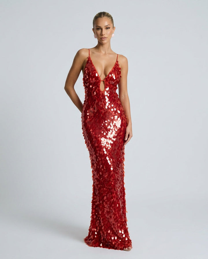 Kira | Sequin V-Neck Sleeveless Maxi Dress