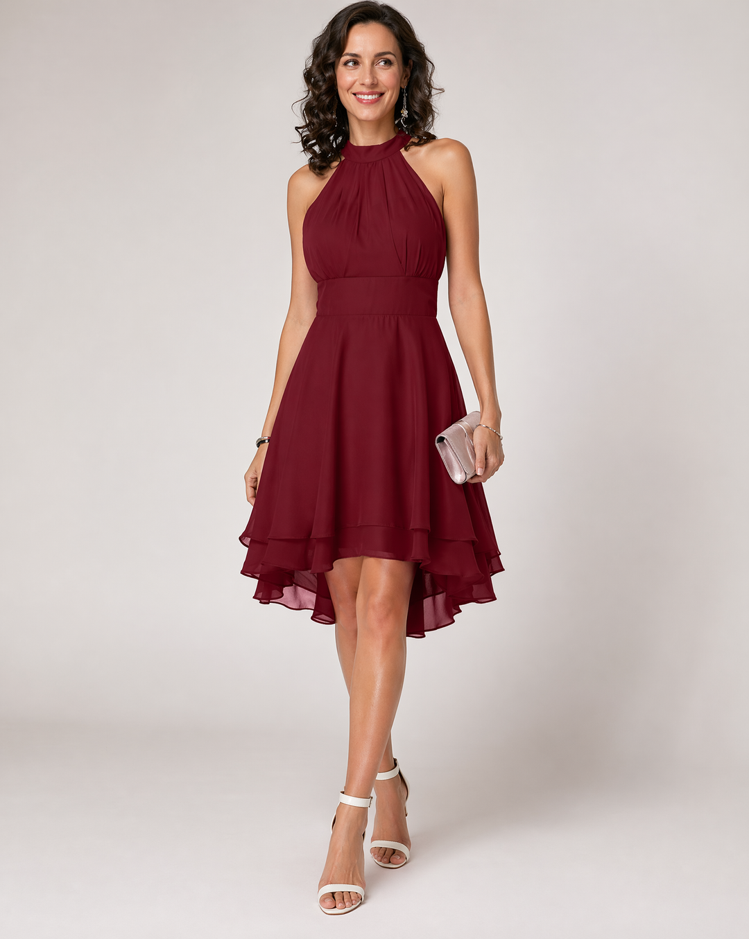 Celeste | Halter Ruffle Flared Midi Dress