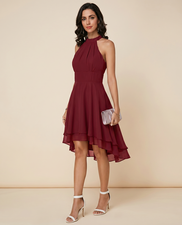 Celeste | Halter Ruffle Flared Midi Dress