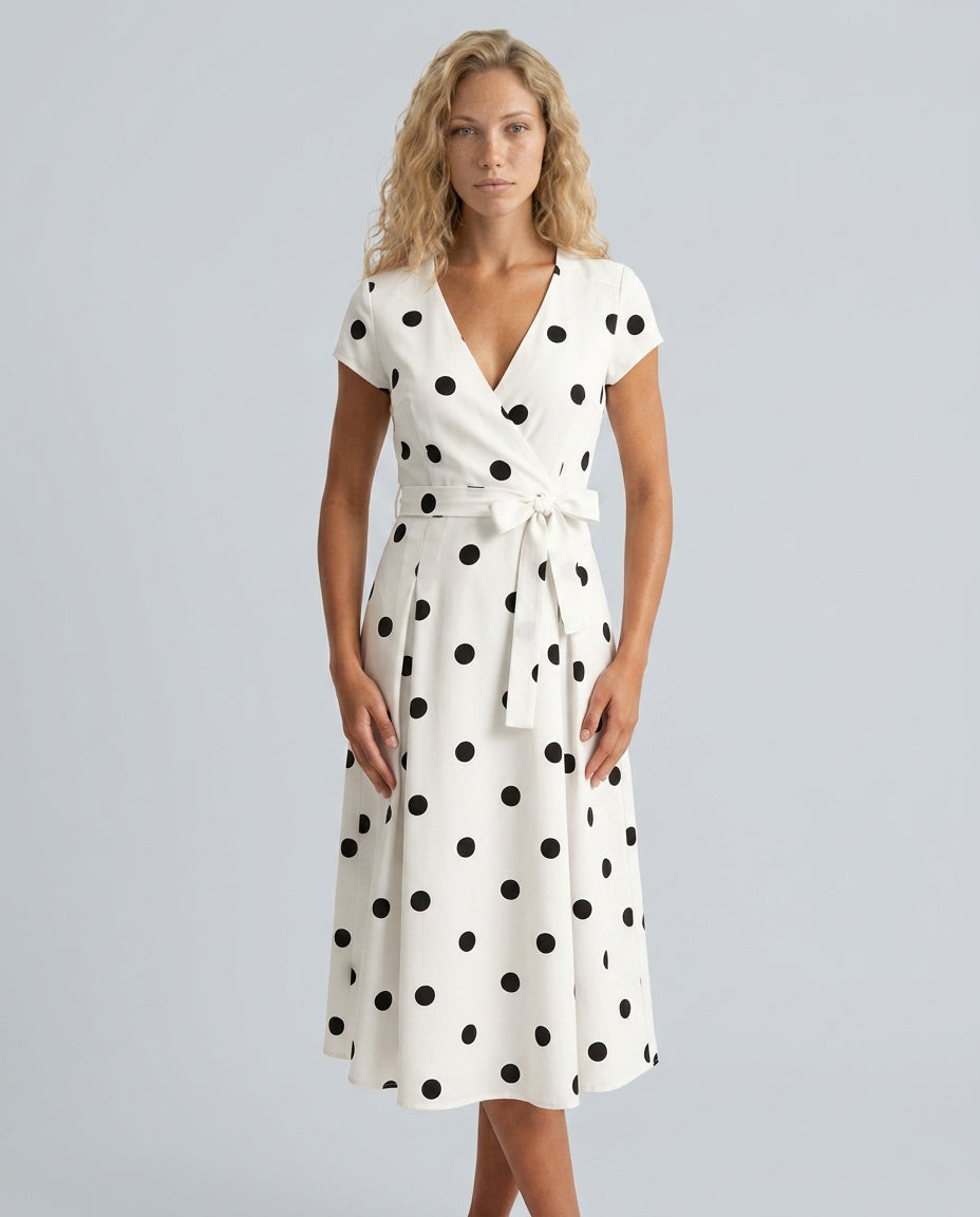 Camille | Polkadot Wrap Midi Dress