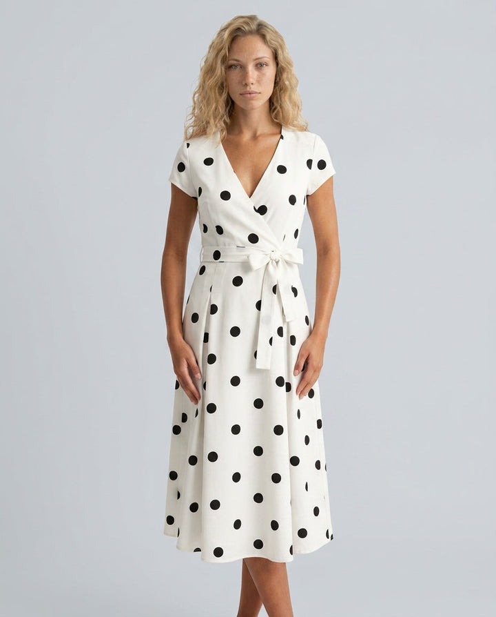 Camille | Polkadot Wrap Midi Dress