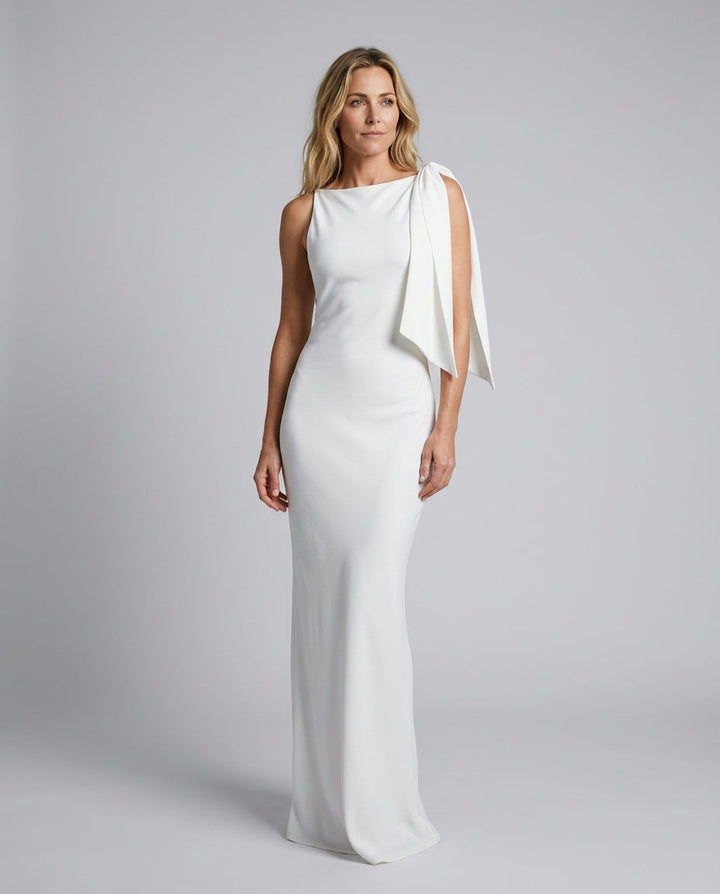 Nina | Off-White Knot Detail Maxi Dress