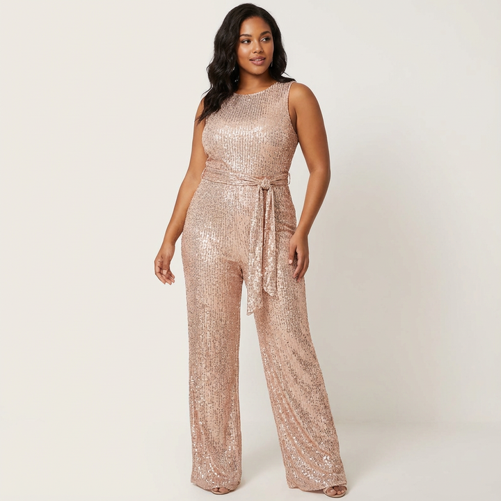 Harlow | Backless Glitter Long Jumpsuit