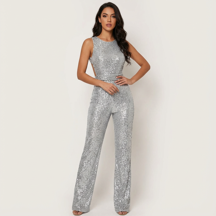Harlow | Backless Glitter Long Jumpsuit