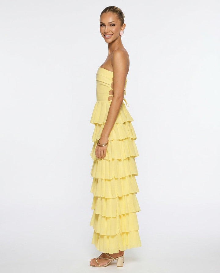 Kim | Strapless Ruffle Maxi Dress
