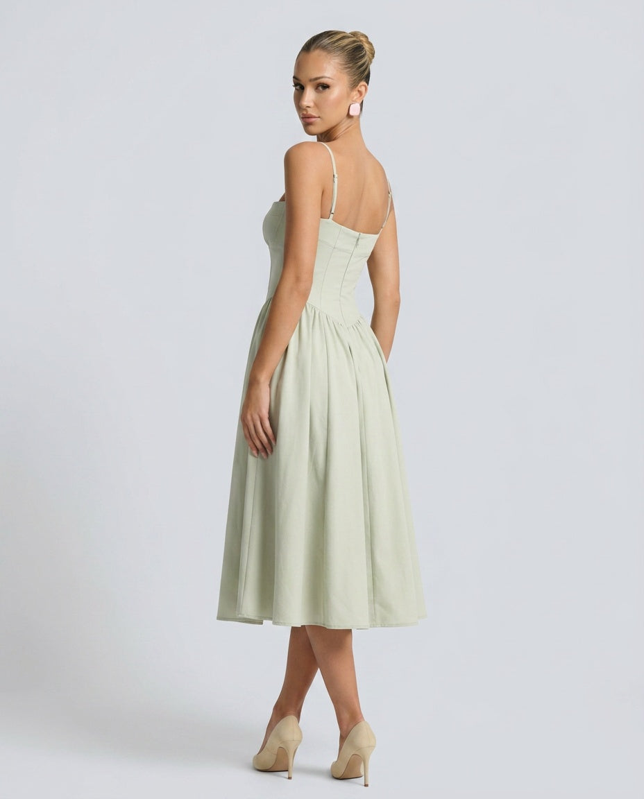Cleo | Square Neck Pocket Slip Midi Dress