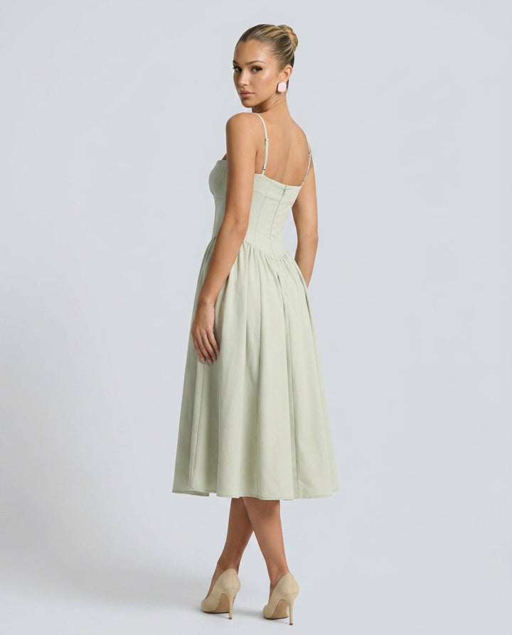 Cleo | Square Neck Pocket Slip Midi Dress