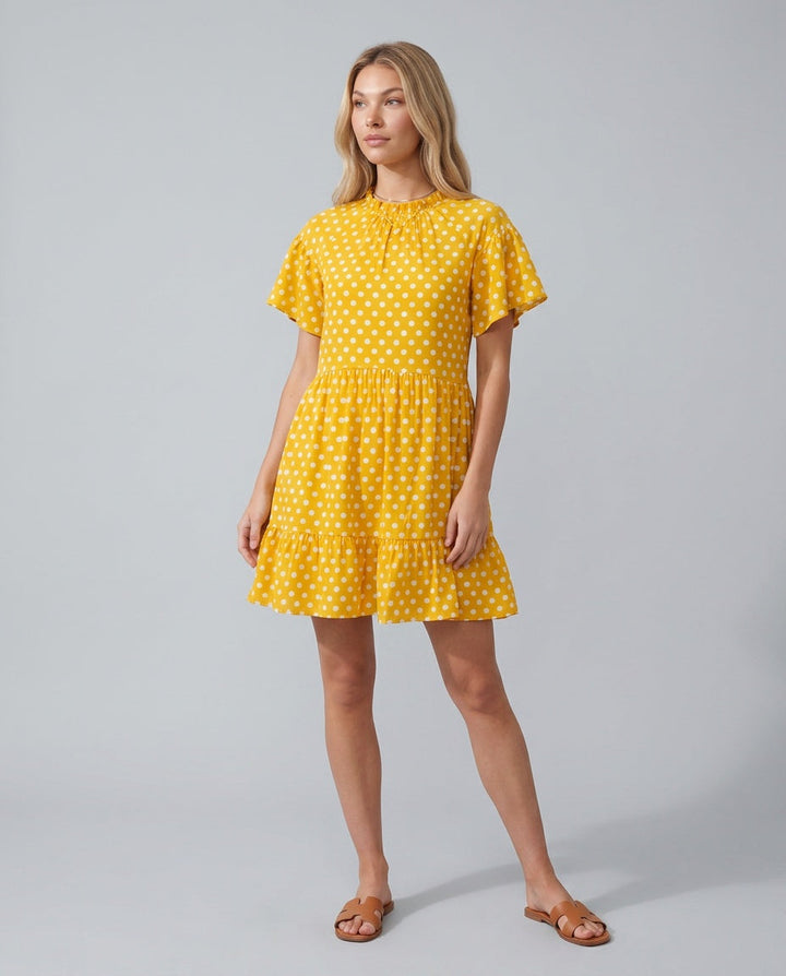 Vivienne | Polka Dot Ruffle Detail Mini Dress