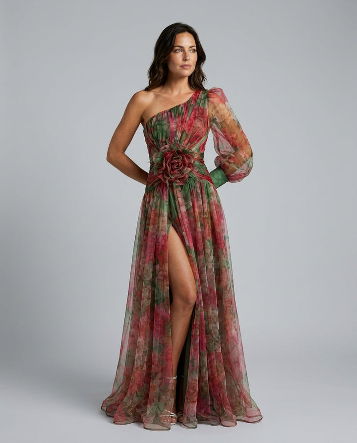 Celeste | Maxi Off-Shoulder Printed Split Dress