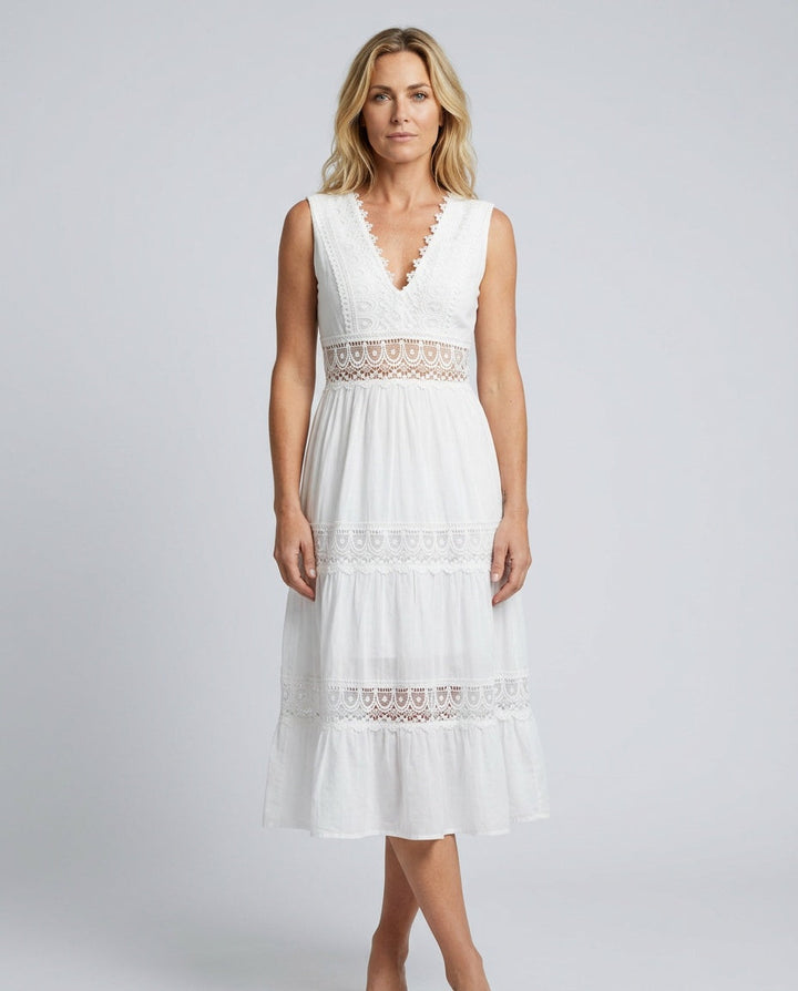 Adèle | Midi Lace V-Neck Summer Dress