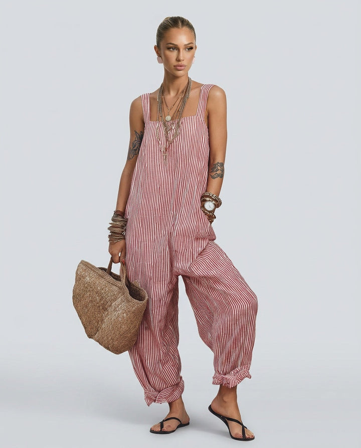 Marlo | Striped Square-Neck Sleeveless Jumpsuit