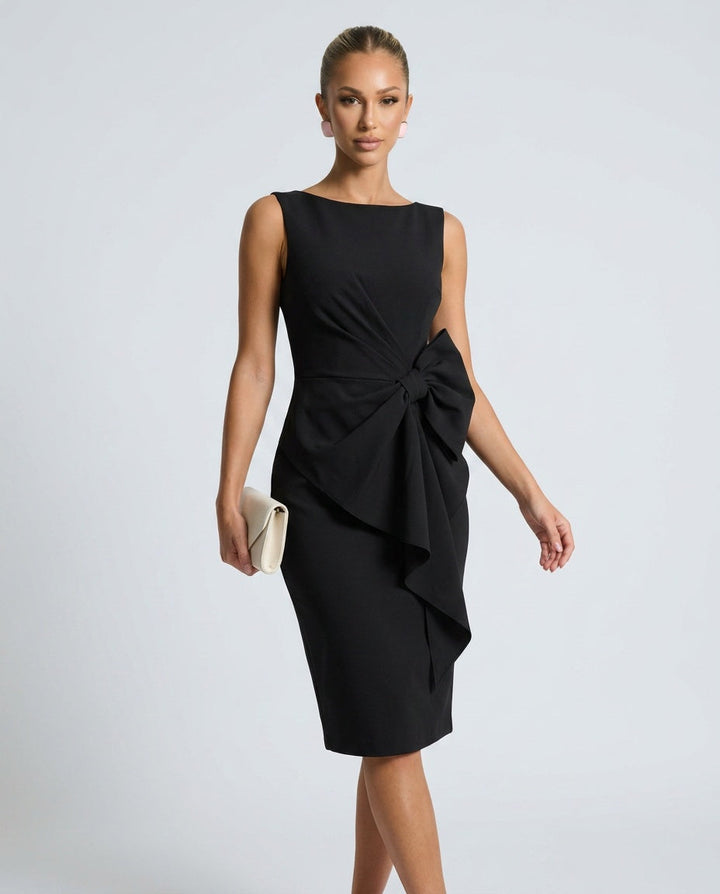 Cora | Midi Bow Detail Sleeveless Party Dress