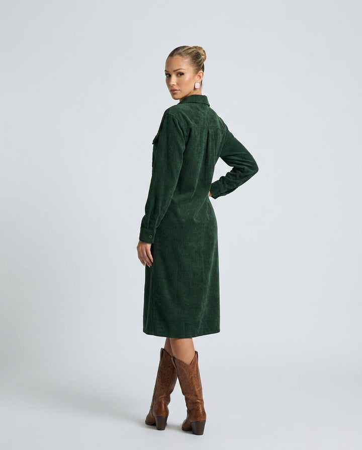 Marlowe | Corduroy Midi with Double Chest Pockets