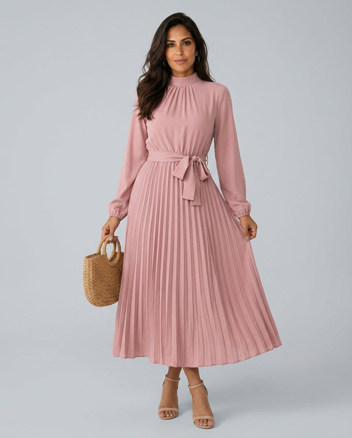 Vivienne | Pleated Midi with Belted Waist