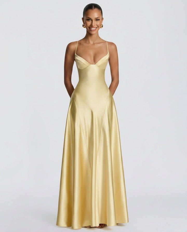 Darya | Satin Tie-Up Slip Maxi Dress