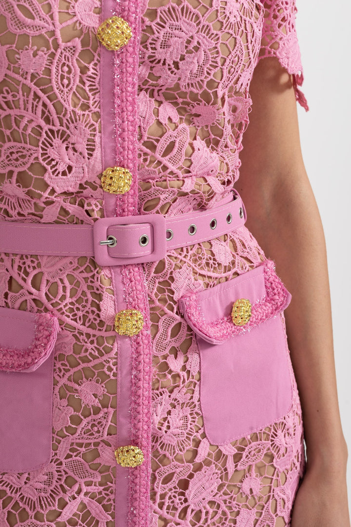 Rosa | Short Sleeve Lace Midi Dress