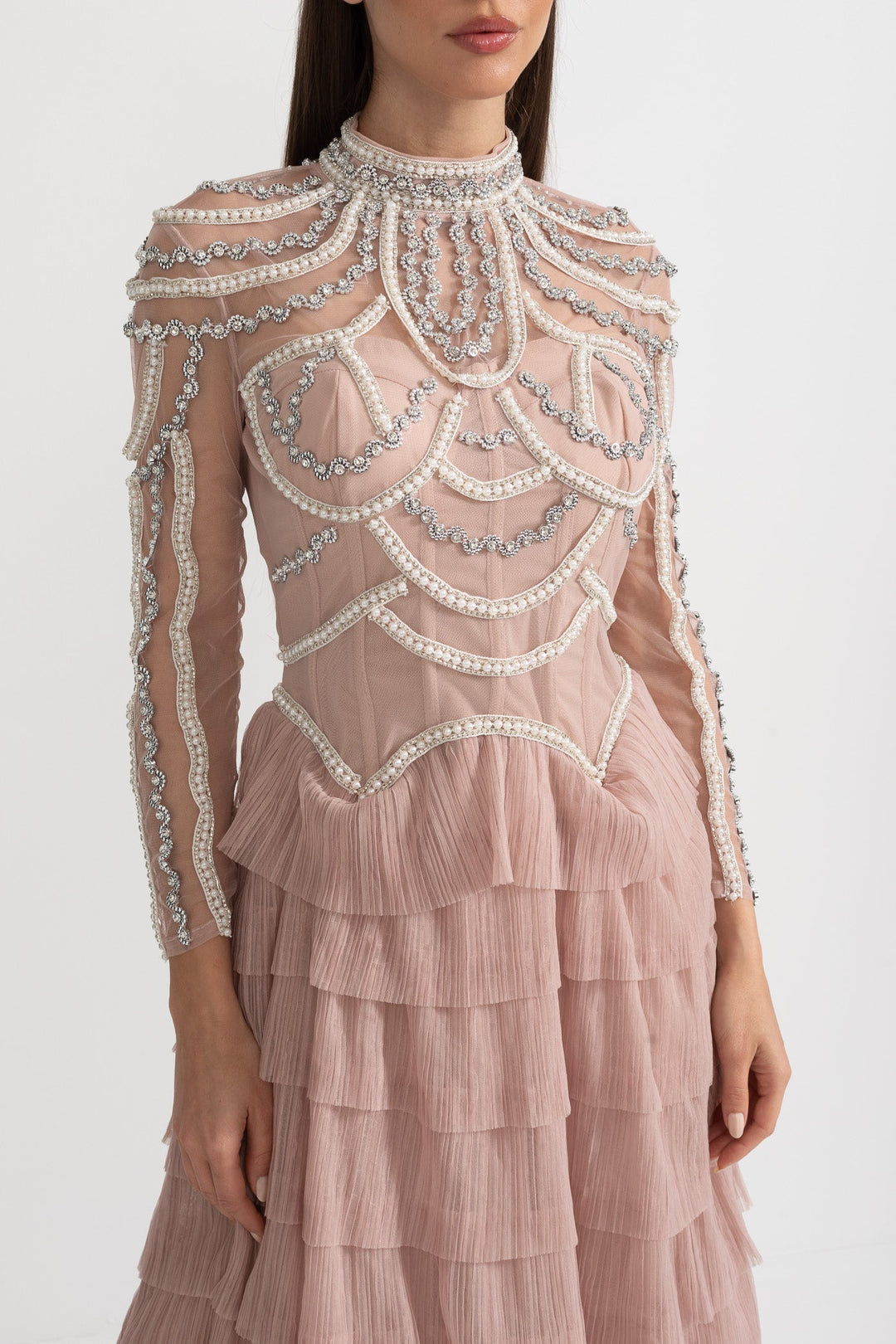 Celestine | Long Sleeve Ruffle Midi Dress