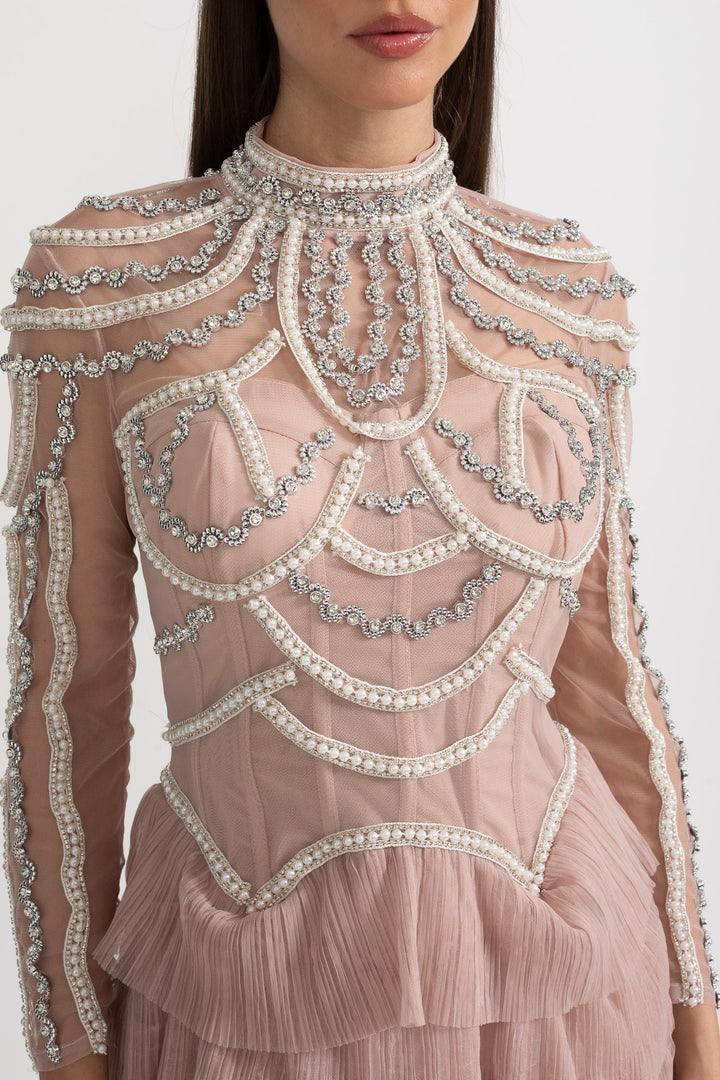 Celestine | Long Sleeve Ruffle Midi Dress