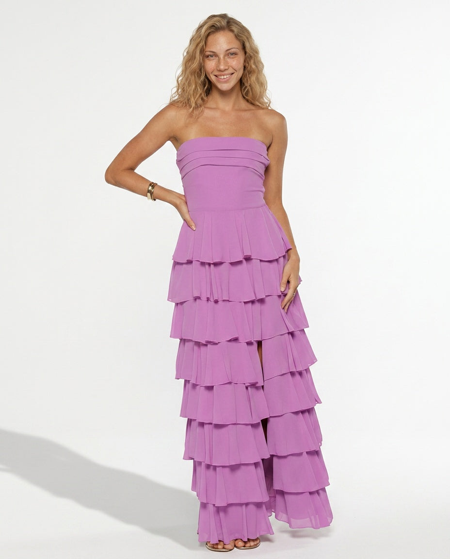 Kira | Strapless Ruffle Maxi Dress