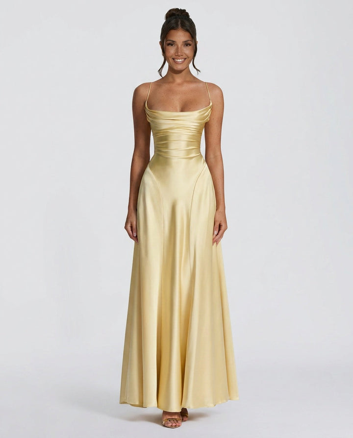 Adelina | Ruched Spaghetti Strap Maxi Dress