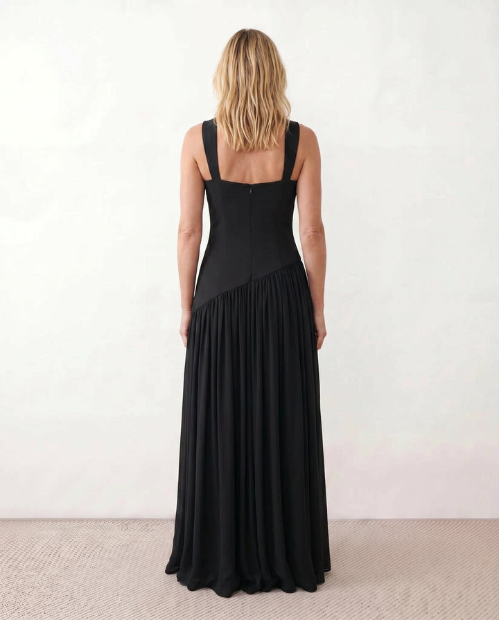 Ines | Basque Waist Lace-Up Maxi Dress