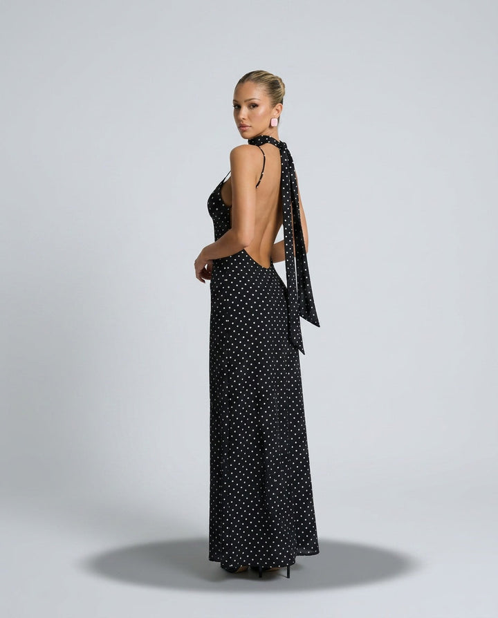 Rosalène | Vintage Polka Dot V-Neck Maxi Dress