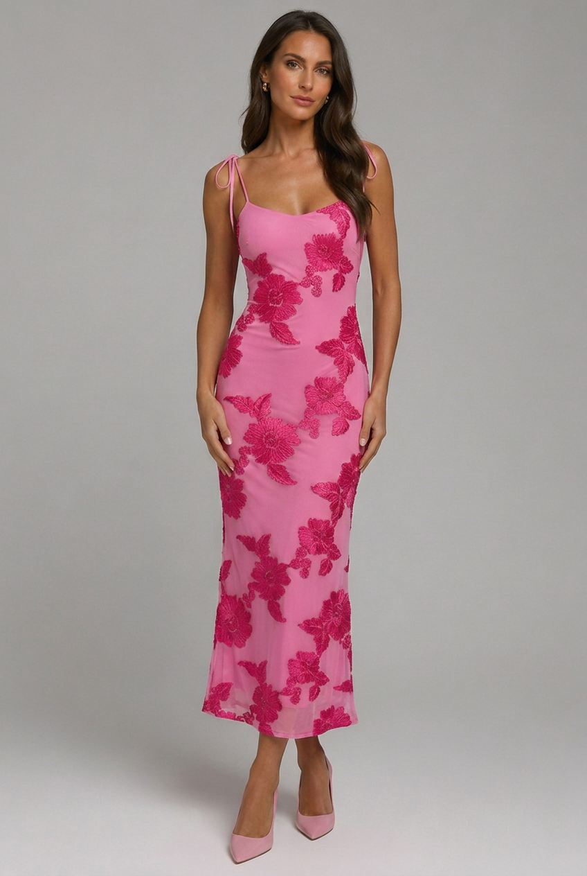 Imogen | Floral Embroidered Sleeveless Maxi Dress