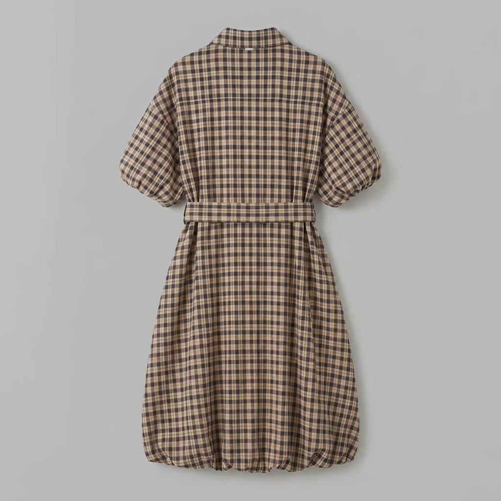 Imogen | Plaid Button-Front Tie-Waist Shirt Dress
