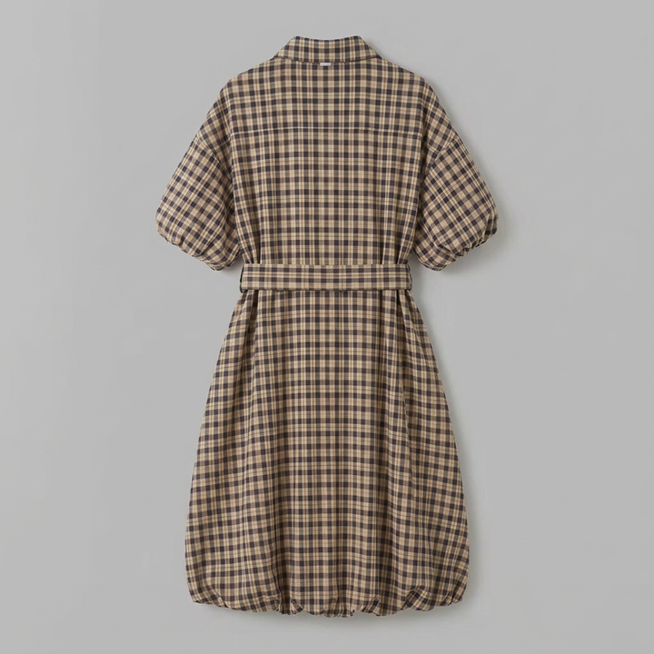 Imogen | Plaid Button-Front Tie-Waist Shirt Dress