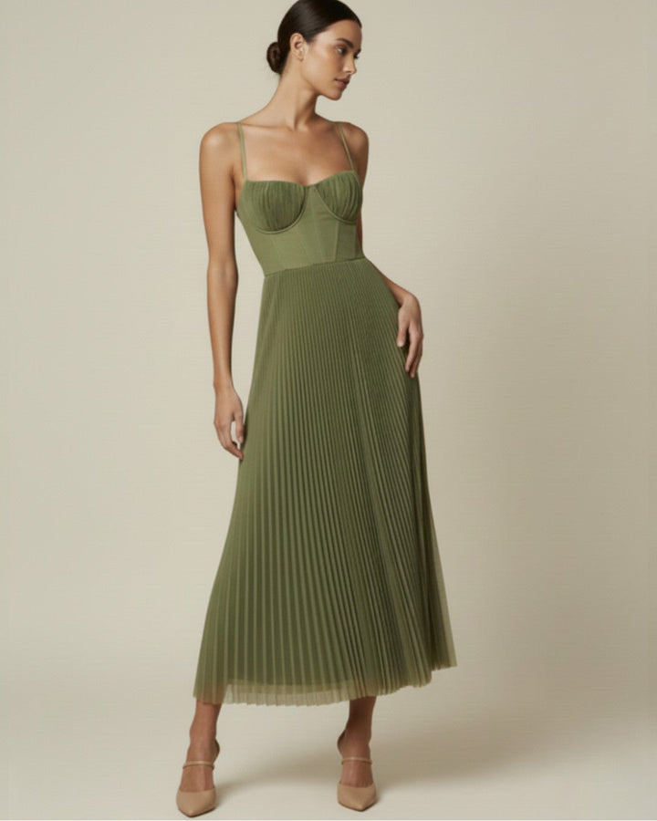 Isabella | Pleated Tulle Midi Dress