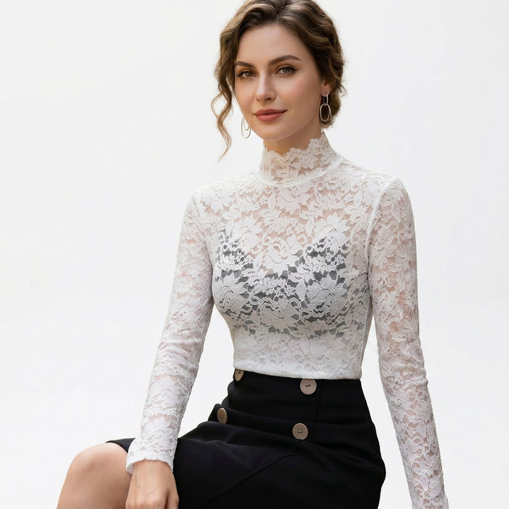 Vivienne | Floral Lace High Neck Blouse