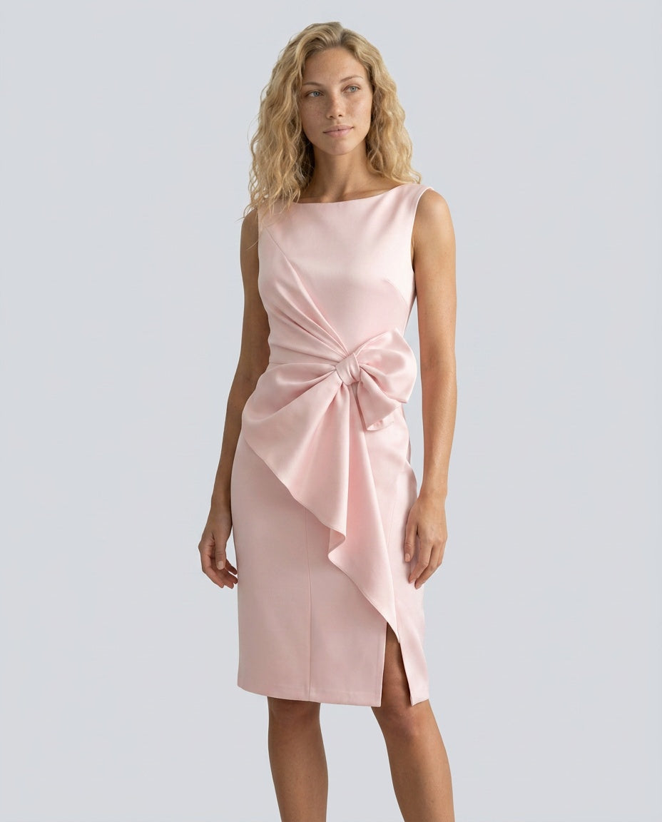 Cora | Midi Bow Detail Sleeveless Party Dress