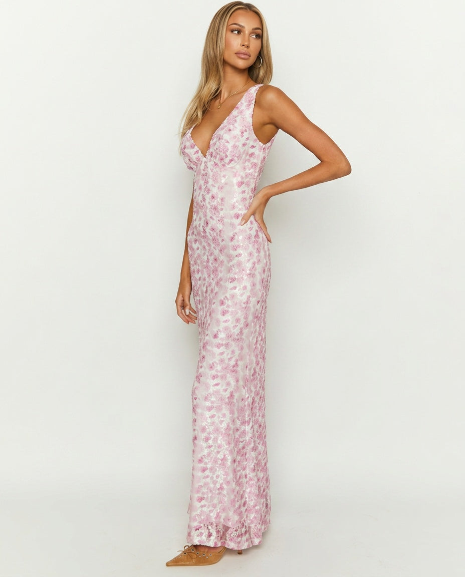 Farida | Lace-Trim Maxi Dress