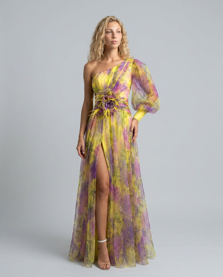 Celeste | Maxi Off-Shoulder Printed Split Dress