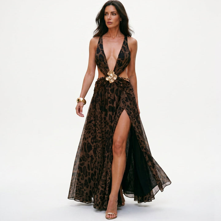 Dahlia | Deep V-Neck Chiffon Maxi Dress