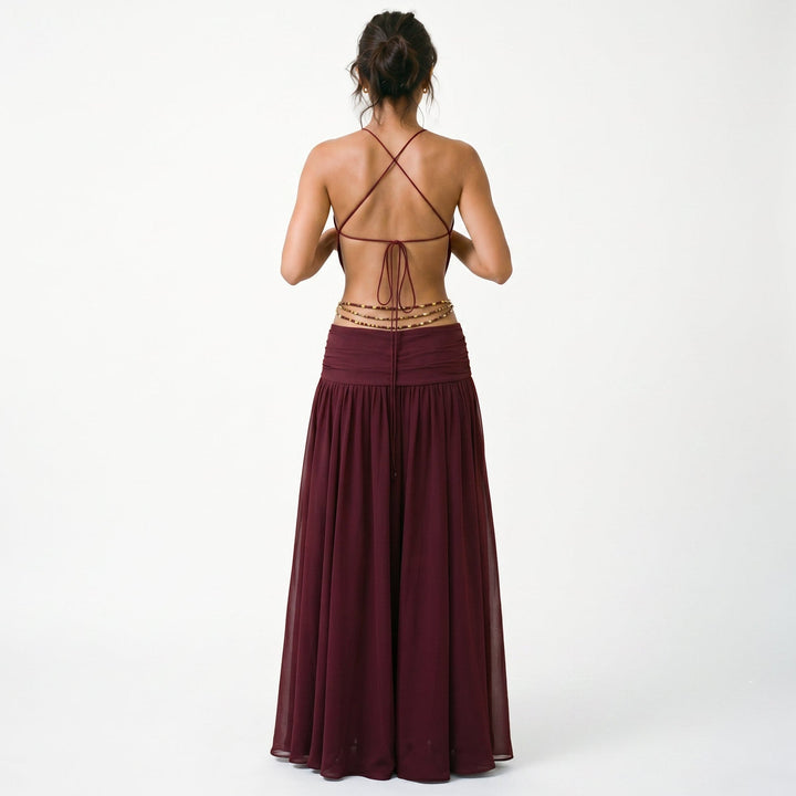 Dahlia | Deep V-Neck Chiffon Maxi Dress