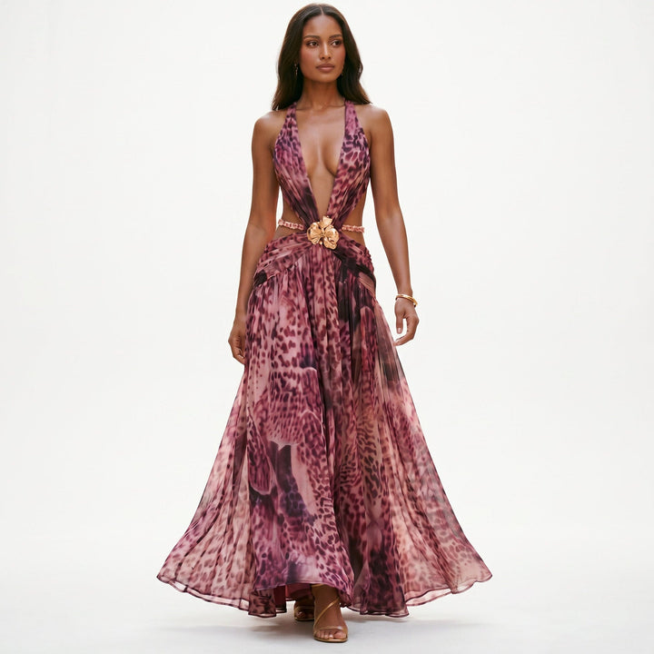 Dahlia | Deep V-Neck Chiffon Maxi Dress