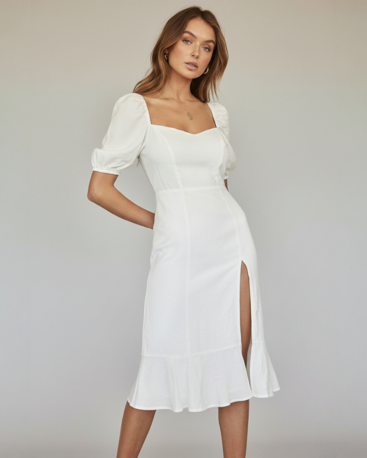 Jenna | Midi Dress with Puff Sleeves