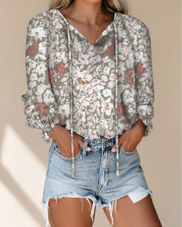 Jessie | Long Sleeve Floral Blouse with V-Neck