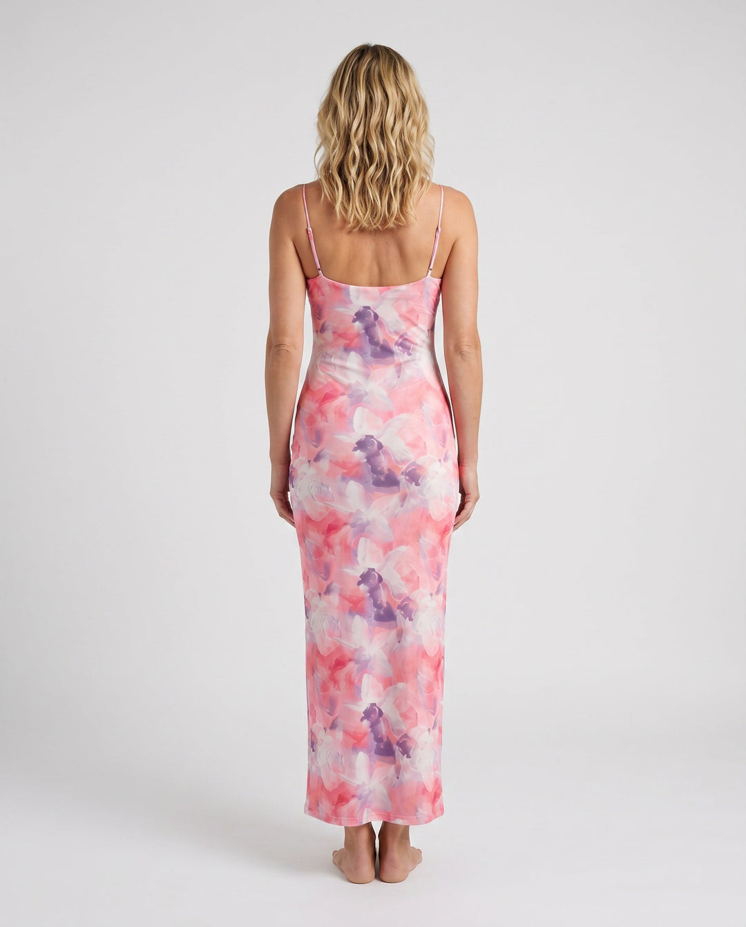 Leona | Spaghetti Strap Lace-Up Abstract Print Maxi Dress
