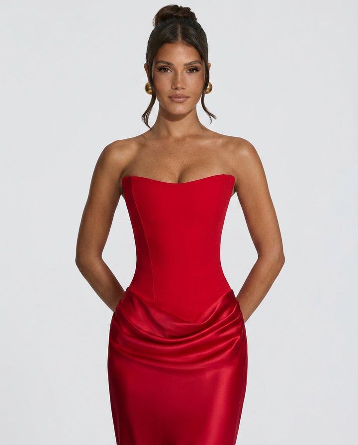 Lena | Satin-Look Tie-Up Maxi Dress