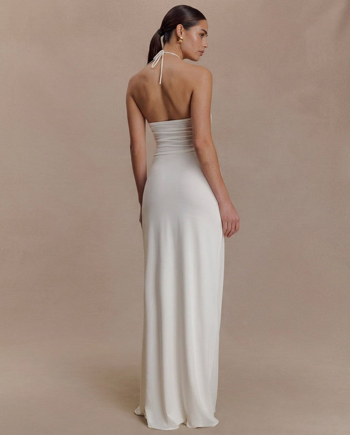 Amara | Metal Detail Halter Neck Maxi Dress