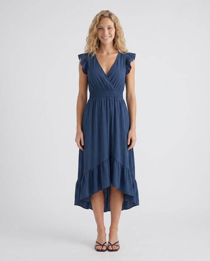 Mirtha | Low Back Ruffle Detail Midi Dress