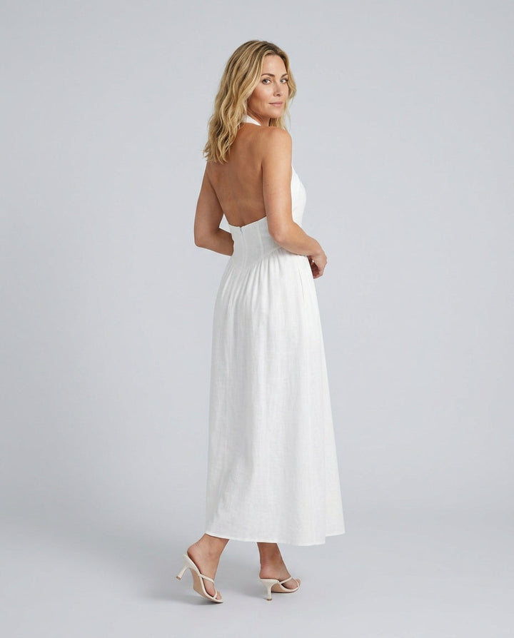 Aurelia | Basque Waist Halter Maxi Dress