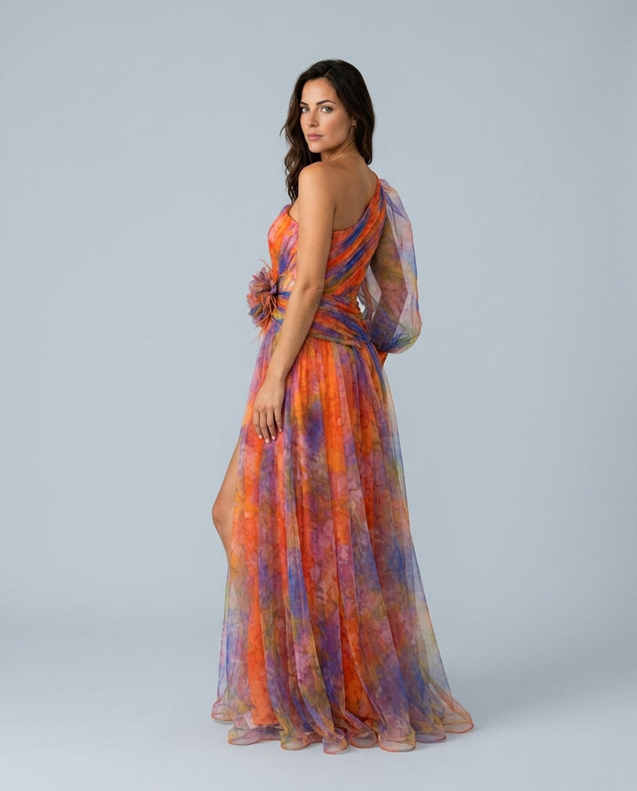 Celeste | Maxi Off-Shoulder Printed Split Dress