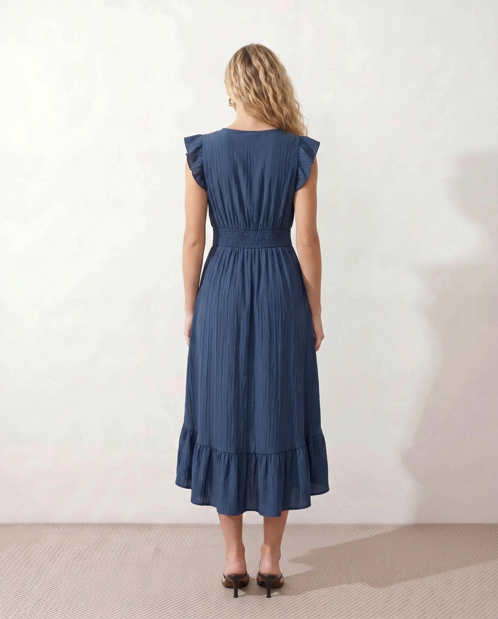 Mirtha | Low Back Ruffle Detail Midi Dress