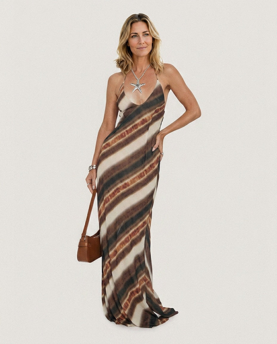 Esmira | Striped Halter Maxi Dress